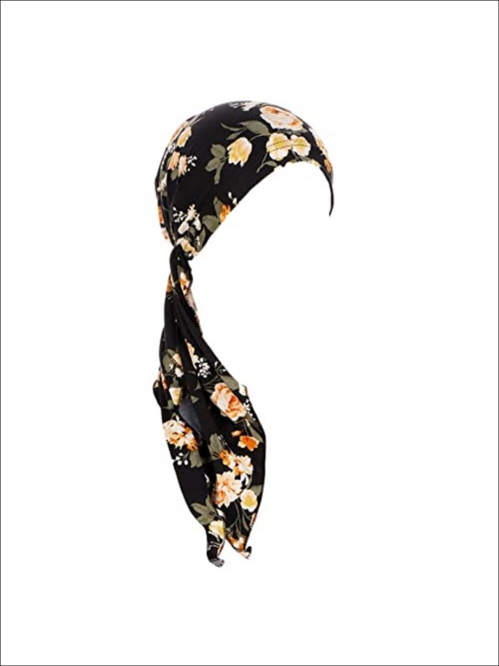 Floral Print Tie Back Chemo Turban Beanie Soft Stretch Hair Loss Cap